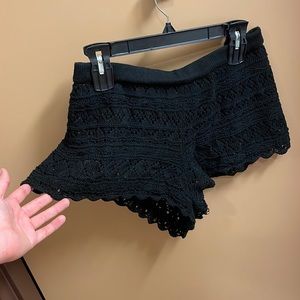 Black lace booty shorts
